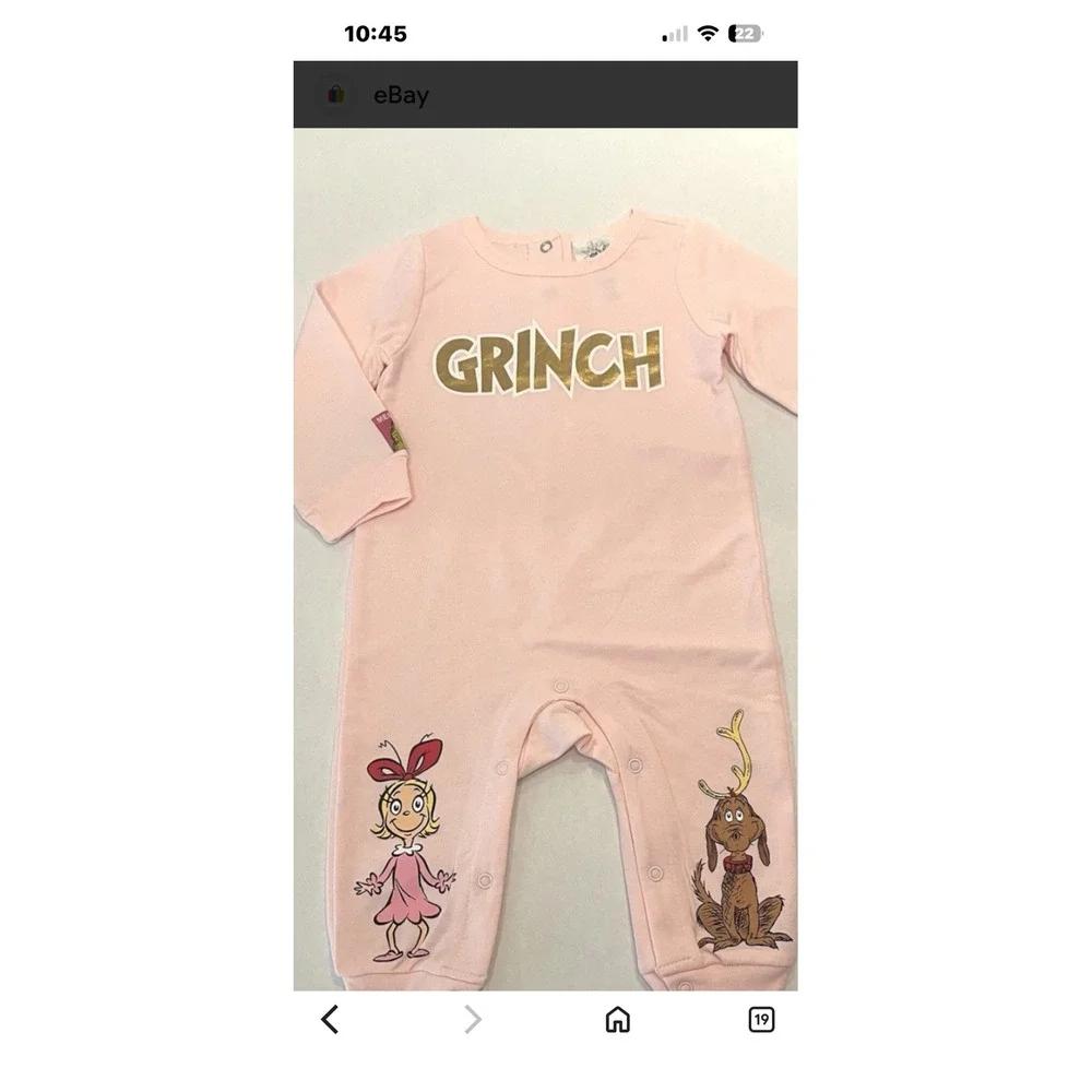 Dr Seuss‎ The Grinch Pink Romper Cindy Lou Who Max 18M Christmas Baby One Piece